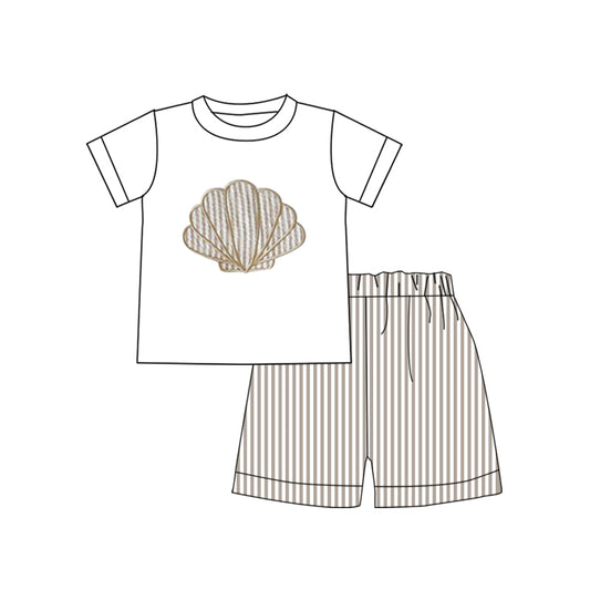 10.27 BSSO1618 Pre order No Moq Baby Boys Stripe Shells Top Shorts Clothes Sets