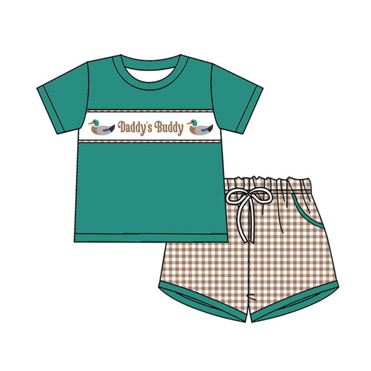 11.6 BSSO1656 Pre order No Moq Baby Boys Short Sleeve Ducks Daddy's Buddy Top Pockets Short Clothes Sets