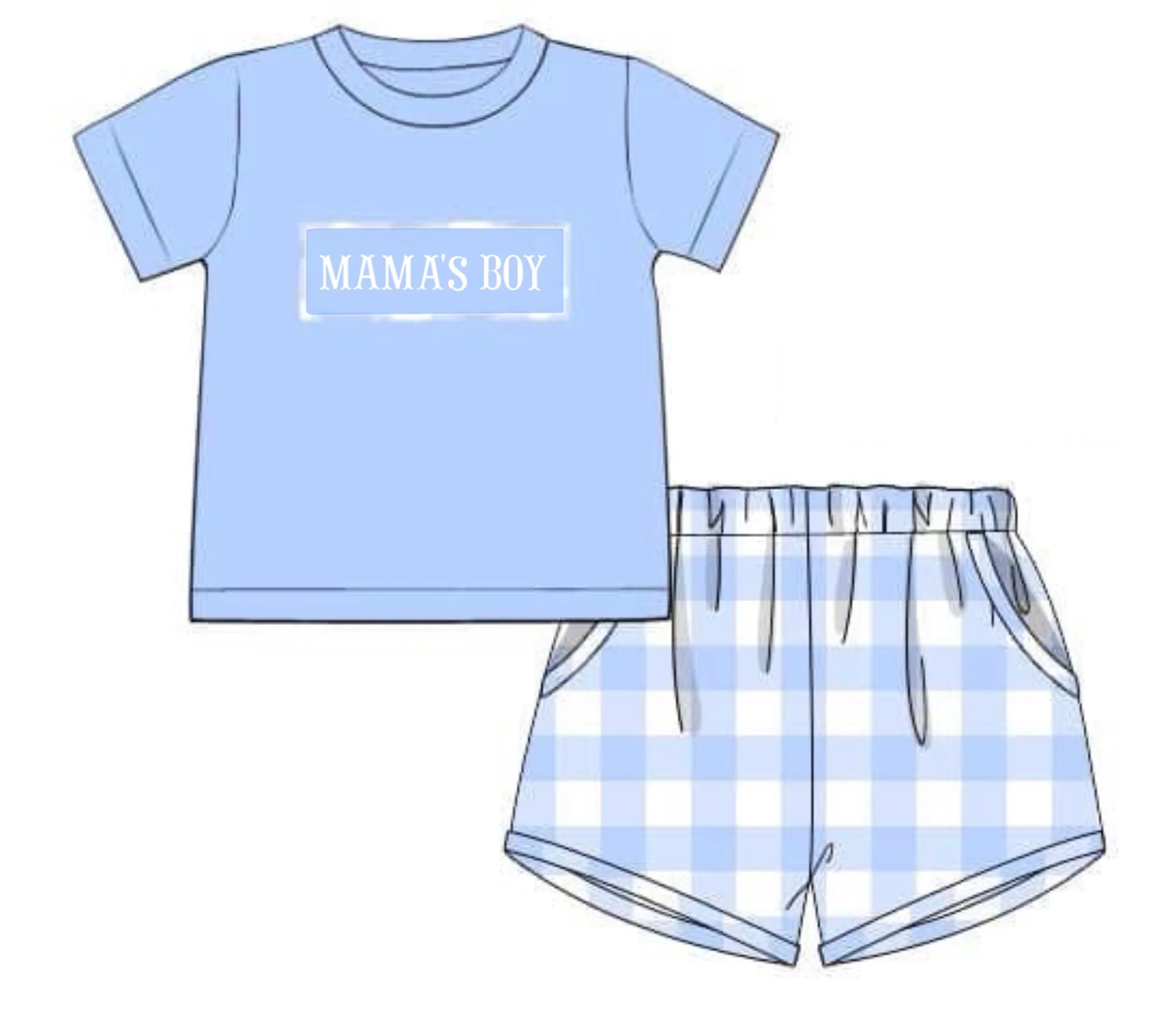 11.14 BSSO1691 Pre order No Moq Baby Boys Mama's Boy Top Checked Pockets Shorts Clothes Sets