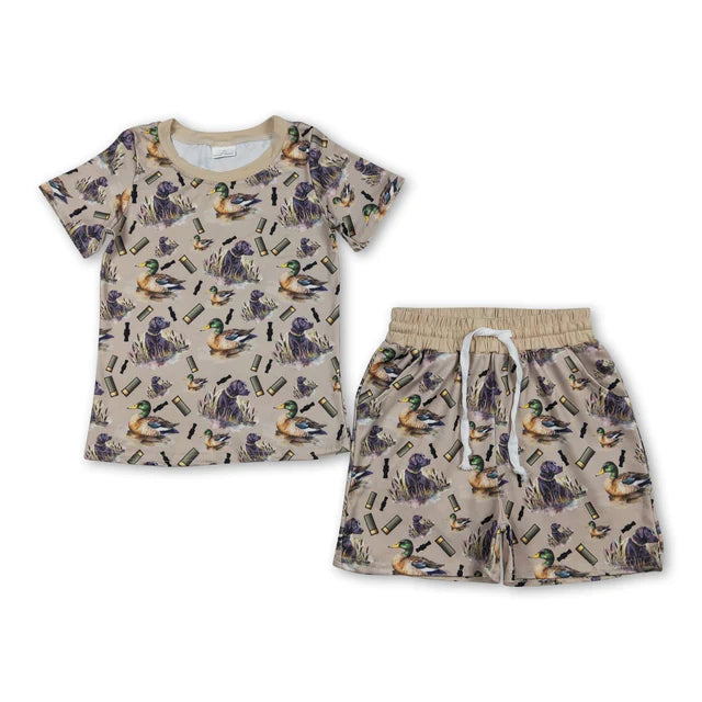 USA Warehouse (IN STOCK) Baby Boys Summer Embroidered and Printed Short-Sleeve Top and Shorts Set