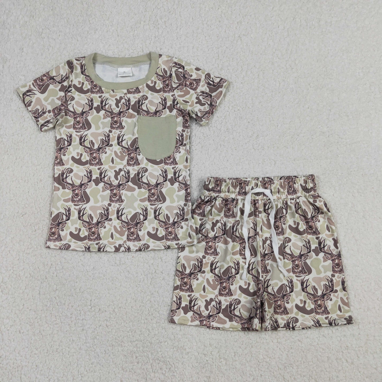 RTS Sibling Short sleeves pocket deer camo top shorts boys outfits