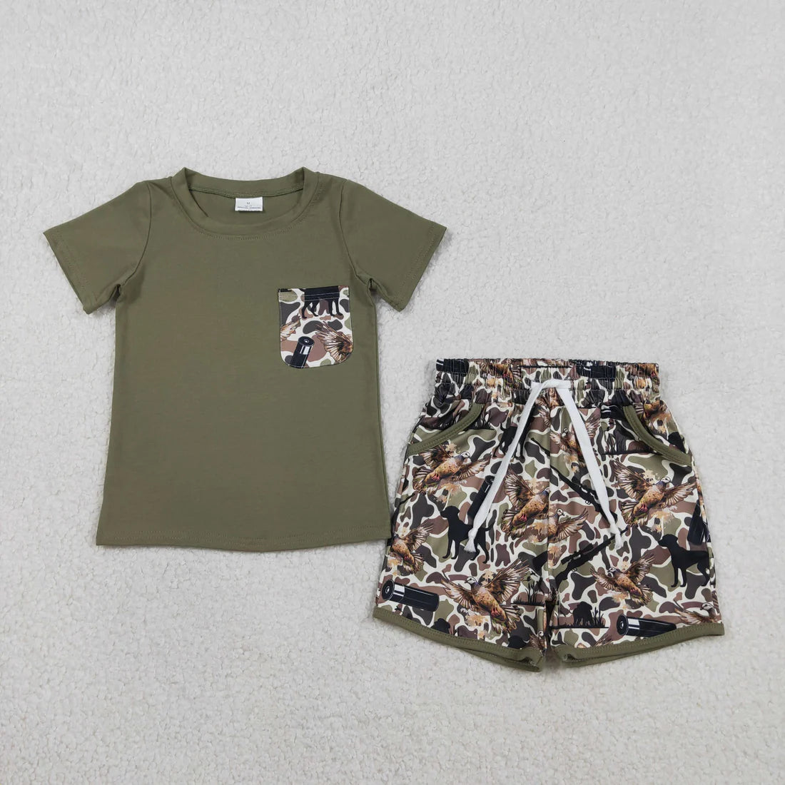 3.26 RTS Sibling Baby Boys Short Sleeve Shirts Top Pockets Shorts Clothes Sets