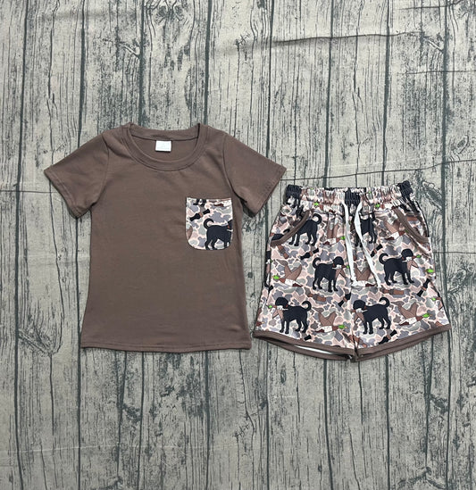 1.8 BSSO1849 Sample No Moq Baby Boys Shirt Top Southern Camo Dog Ducks Pockets Shorts Hunting Clothes Sets
