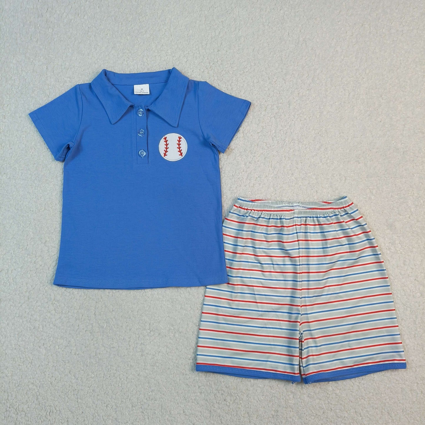 BSSO1877 RTS NO MOQ （In stock ）Short sleeves baseball embroidery polo top shorts boys outfits
