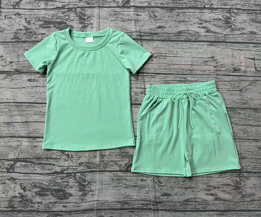 1.26 BSSO1886 Sample No Moq Baby Boys Green Shirts Top Pockets Shorts Clothes Sets