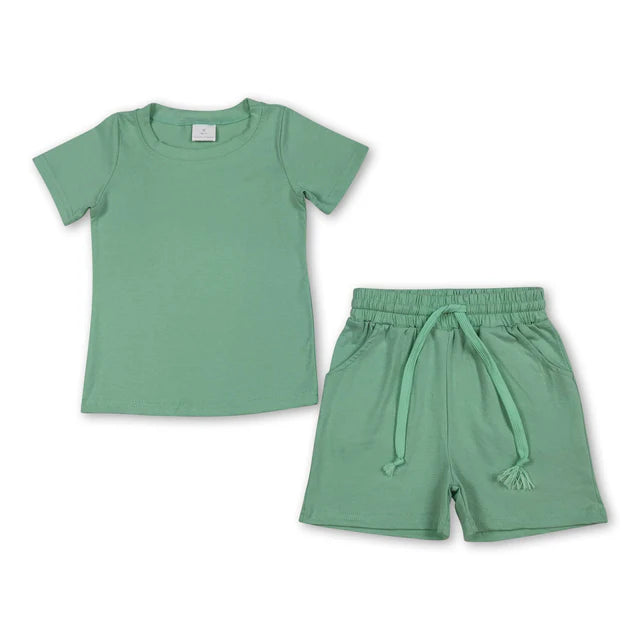 RTS Sibling Baby Boys Short Sleeve Shirts Top Pockets Shorts Pajamas Clothes Sets