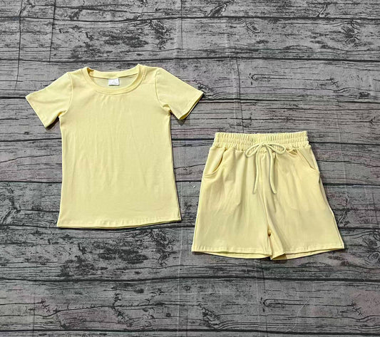 1.26 BSSO1888 Sample No Moq Baby Boys Yellow Shirts Top Pockets Shorts Clothes Sets