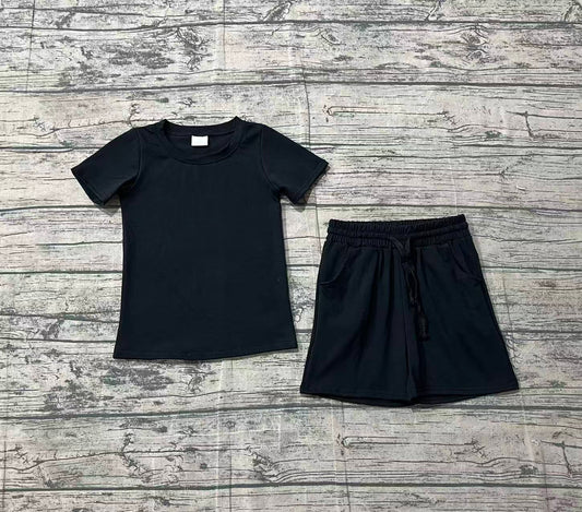 1.26 BSSO1889 Sample No Moq Baby Boys Black Shirts Top Pockets Shorts Clothes Sets