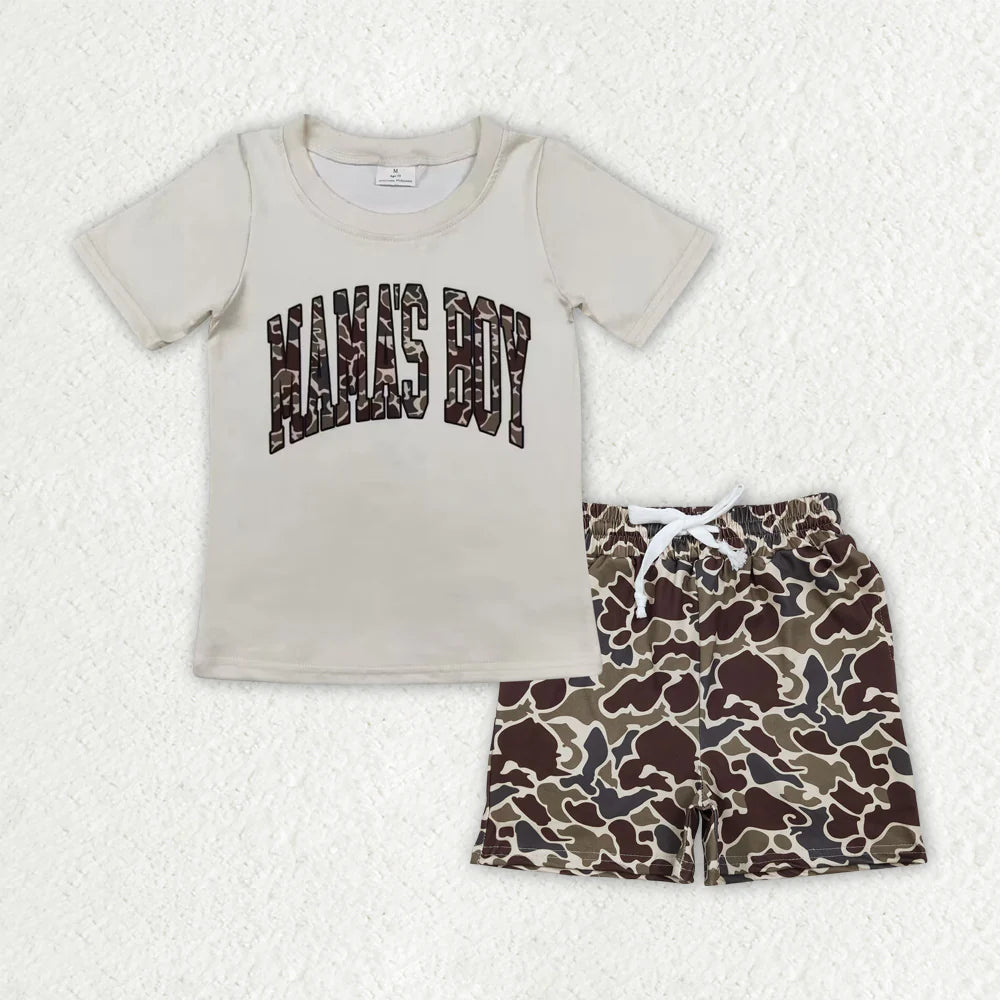 3.20 RTS Sibling Southern Camo Mama's Boys Rad Like Dad Top Pockets Shorts Clothes Sets