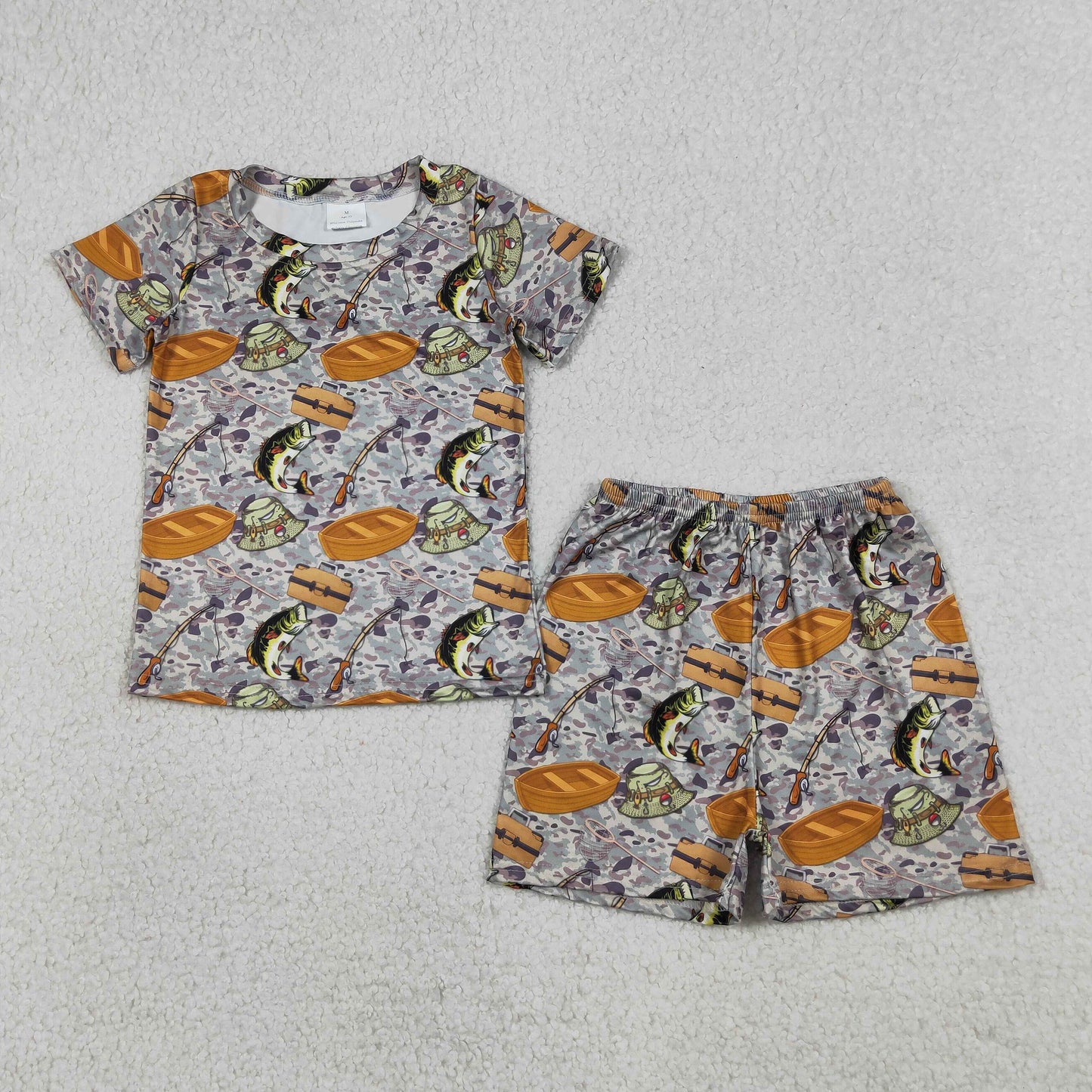 4.13 BSSO1920 RTS NO MOQ （In stock ）Short sleeves fishing top shorts kids boys summer outfits