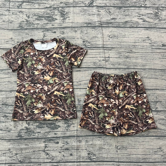 4.26 BSSO1929 Sample No Moq Baby Boys Southern Leaves Camo Top Shorts Hunting Pajamas Clothes Sets
