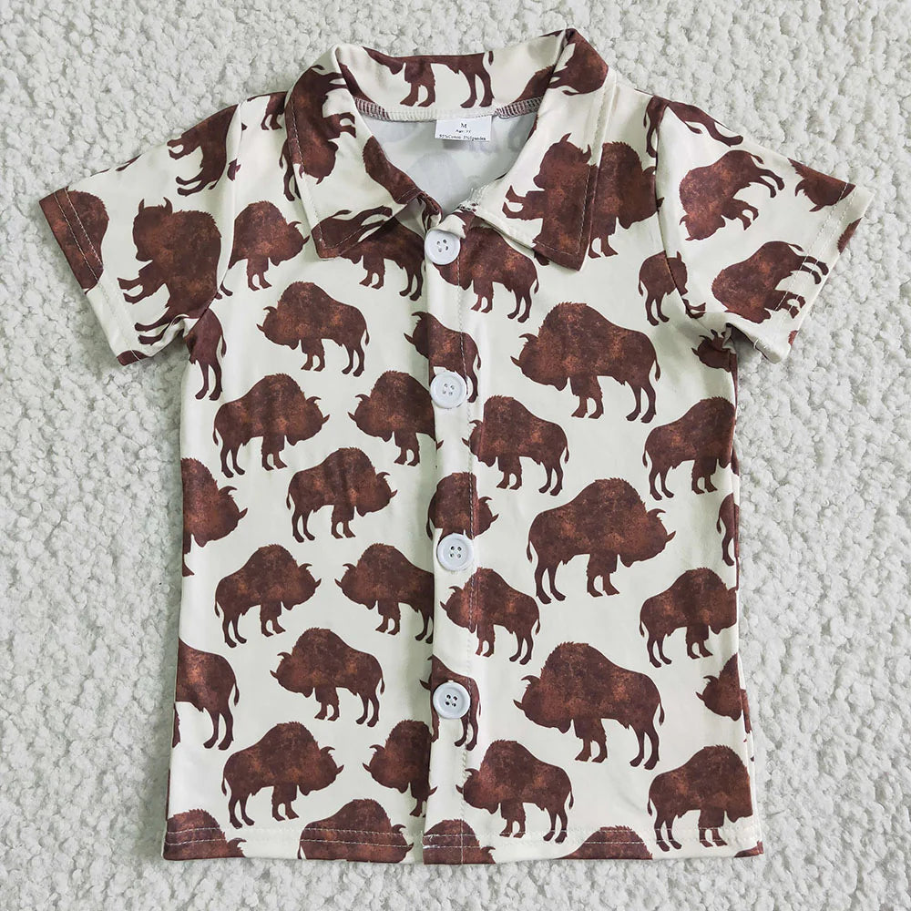 3.18 RST Sibling Baby Boys Summer Short Sleeve Western Button Shirts Top
