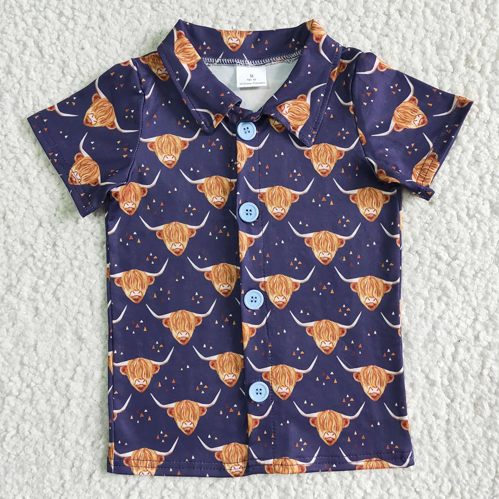 3.18 RST Sibling Baby Boys Summer Short Sleeve Western Button Shirts Top