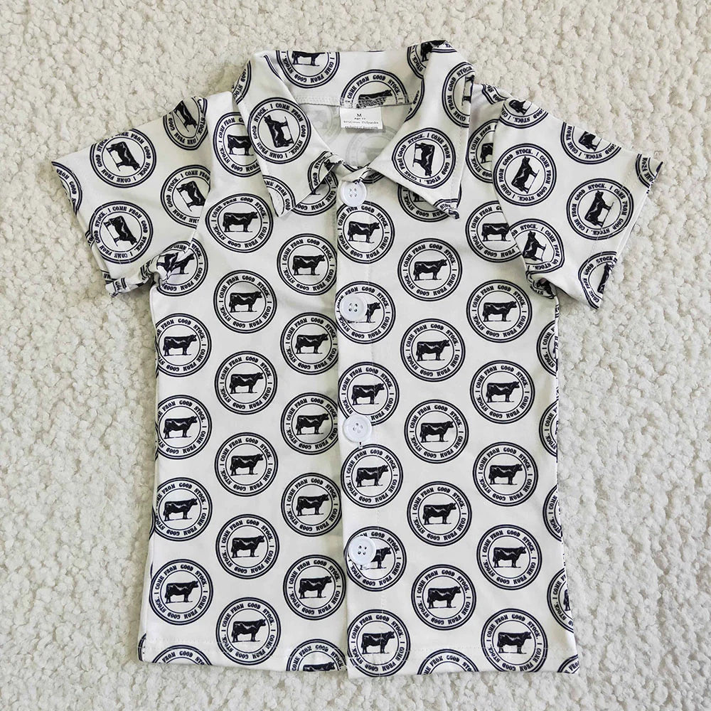 3.18 RST Sibling Baby Boys Summer Short Sleeve Western Button Shirts Top