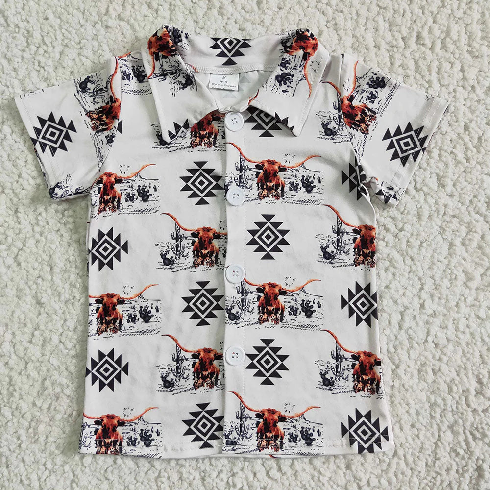 3.18 RST Sibling Baby Boys Summer Short Sleeve Western Button Shirts Top