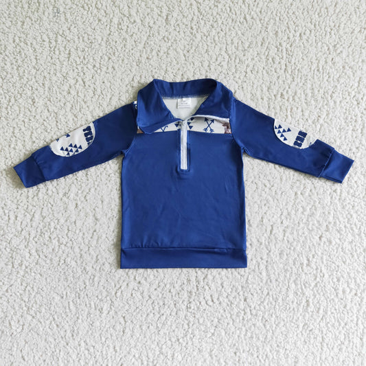 BT0018  Baby boys cow zip long sleeve pullover