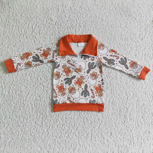 BT0068  Baby Boys Christmas western santa pullover shirts