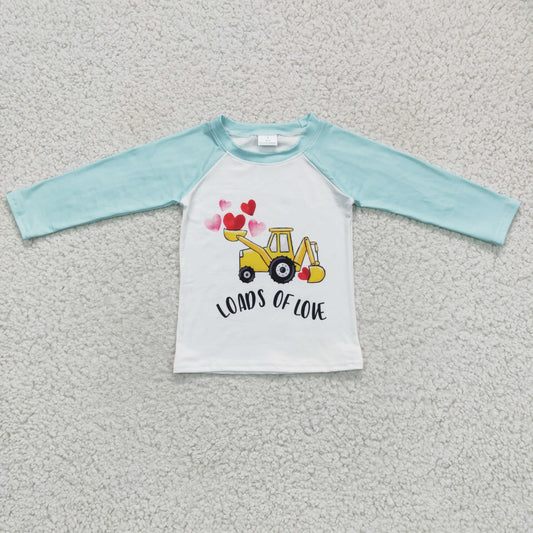 12.6 BT0122 RTS No Moq Promotion Baby Boys Love Tractor Long Sleeve shirts tops