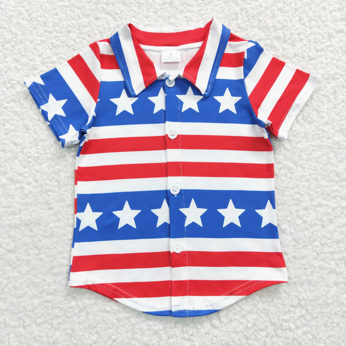 12.23 RTS Sibling Brother Baby Boys 4th of July Star Stripe Button Up Shirts