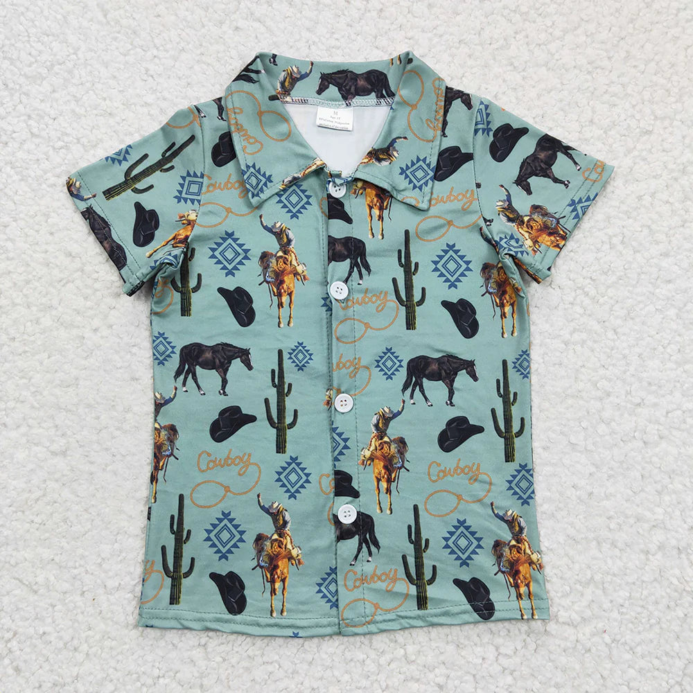 3.18 RST Sibling Baby Boys Summer Short Sleeve Western Button Shirts Top