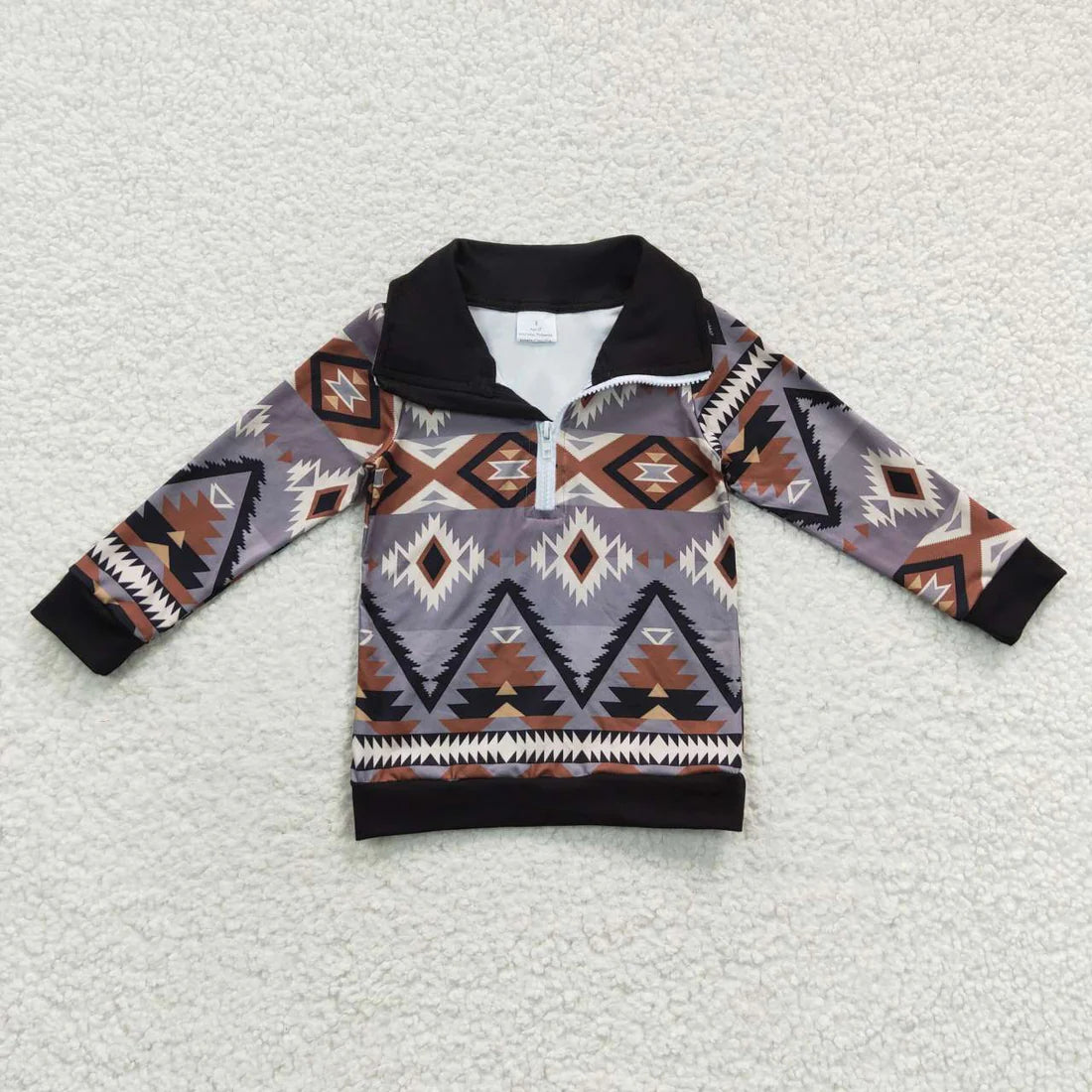 10.3 RTS Sibling Baby Boys Western Aztec Long Sleeves Zipper Pullover Tops