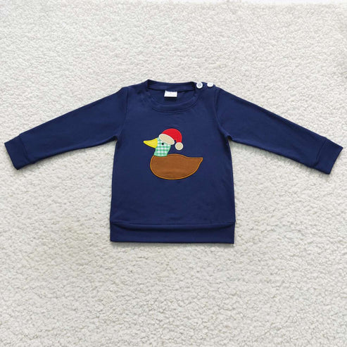 9.25 RTS Sibling Baby Boys Girls Embroidery Hat Duck Christmas Tee Shirts Top