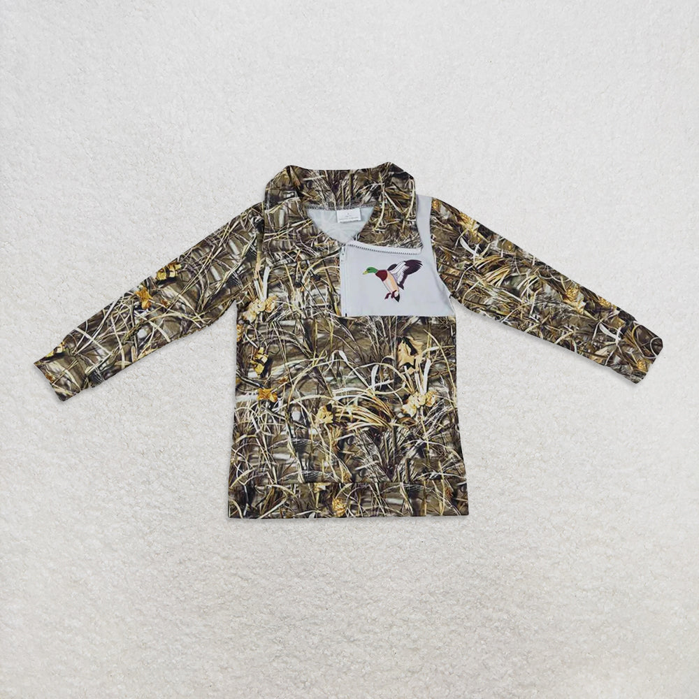 USA Warehouse (IN STOCK)  Kids Zip Pullover Long Sleeves Camo Pocket Zipper Hoodie Unisex Children's Clothing Soft Polyester Military Camouflage T-Shirt