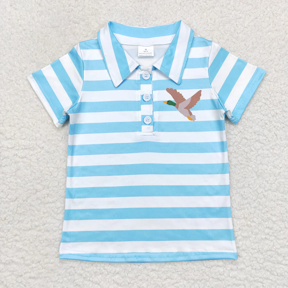 12.8 RST Sibling Baby Boys Ducks Hunting Short Sleeve Buttons Pullovers Shirts Top