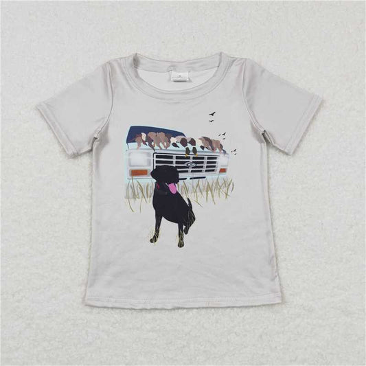 USA Warehouse (IN STOCK) BT0423 Kids Boy Hunting Shirt Short Sleeves Dog Duck Print Casual Fashion for Children