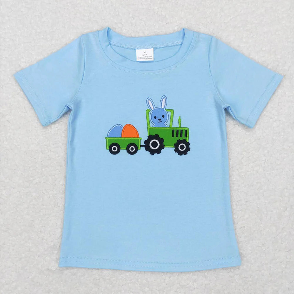 2.11 RST Sibling Boys Baby Girls Easter Cotton Embroidery Short Sleeve Shirt Tops