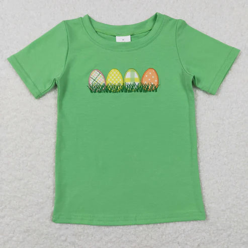 9.25 RTS Sibling Baby Boys Girls Embroidery Eggs Rabbits Cross Easter Tee Shirts Top