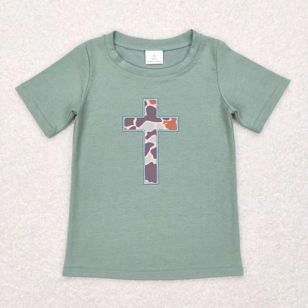 2.11 RST Sibling Boys Baby Girls Easter Cotton Embroidery Short Sleeve Shirt Tops