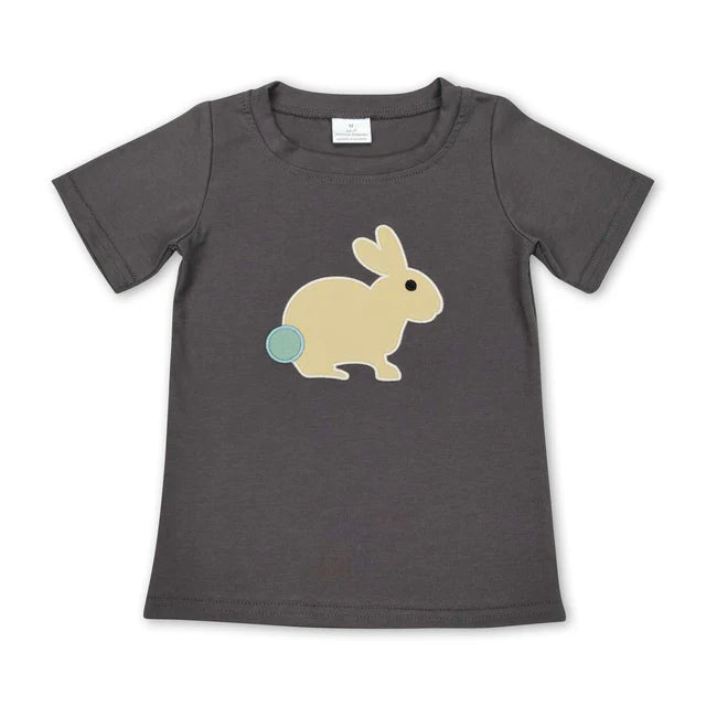 5.15 RTS NO MOQ （In stock）BT0444+SS0134 Short sleeves rabbit kids boy easter shirt outfits