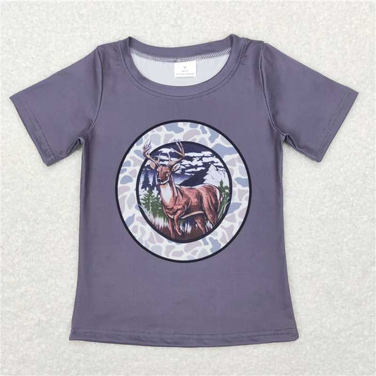 USA Warehouse (IN STOCK) BT0464 Kids Boy Camouflage Deer Shirt Short Sleeves Outdoor Hunting Theme Casual Top for Boys