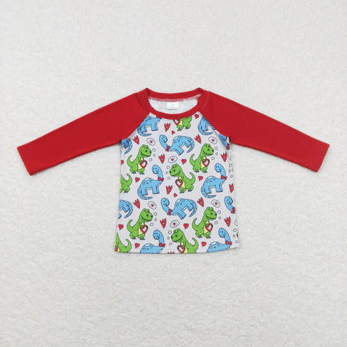 9.26 RTS Sibling Baby Boys Girls Hearts Dinosaurs XOXO Valentine Tee Shirts Top