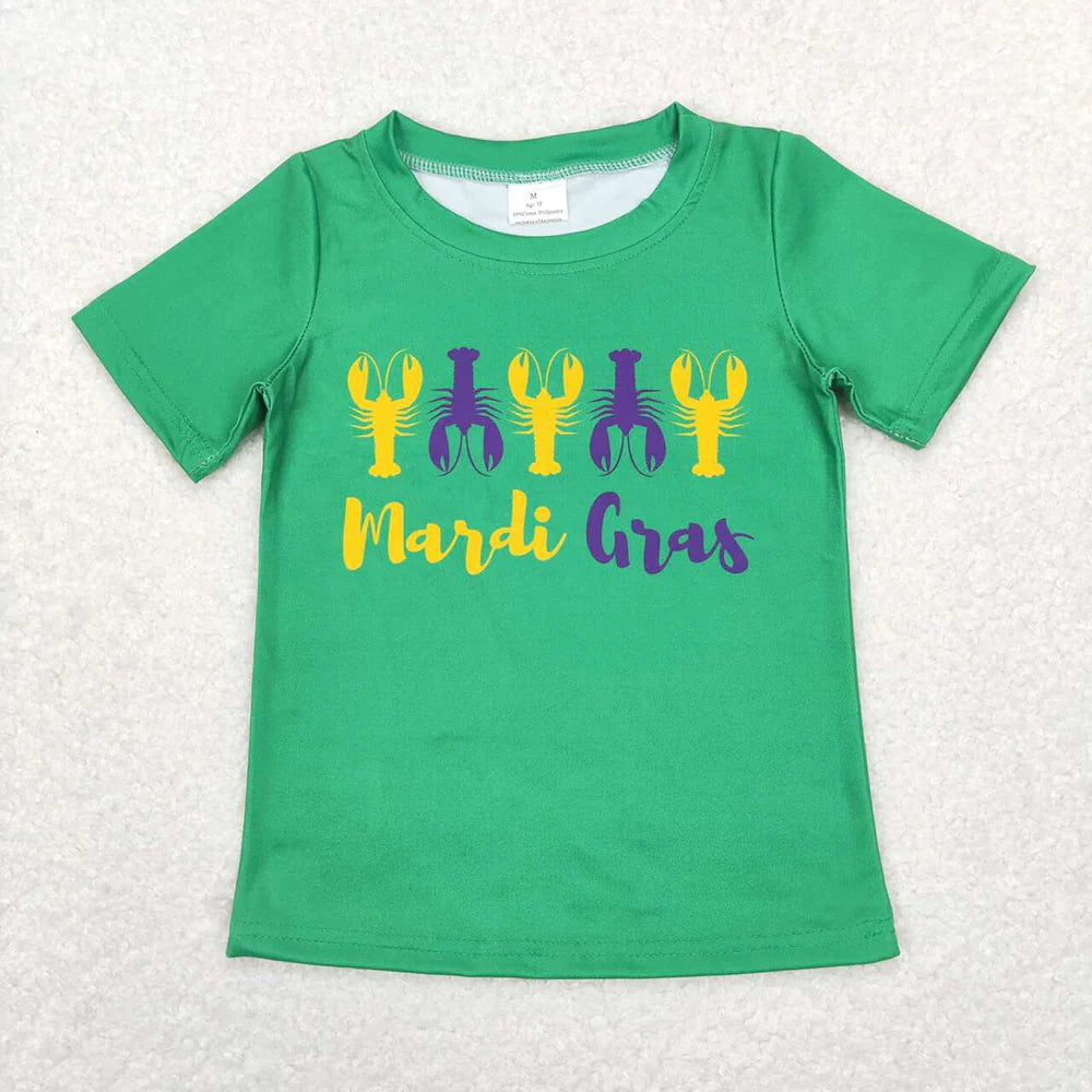 12.29 RST Sibling Girls Baby Boys Mardi Gras Short Sleeve Tee Shirts Tops