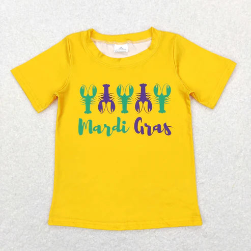 9.25 RTS Sibling Baby Boys Girls Mardigras Crayfishes Tee Shirts Top
