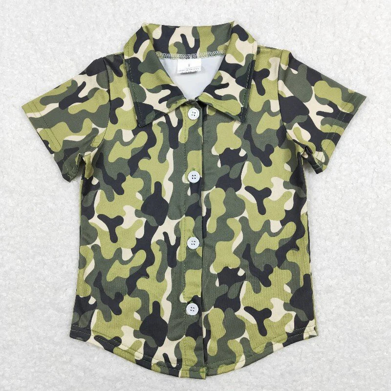 11.18 RST Sibling Baby Boys Southern Camo Short Sleeves Button Pockets Shirts Tops