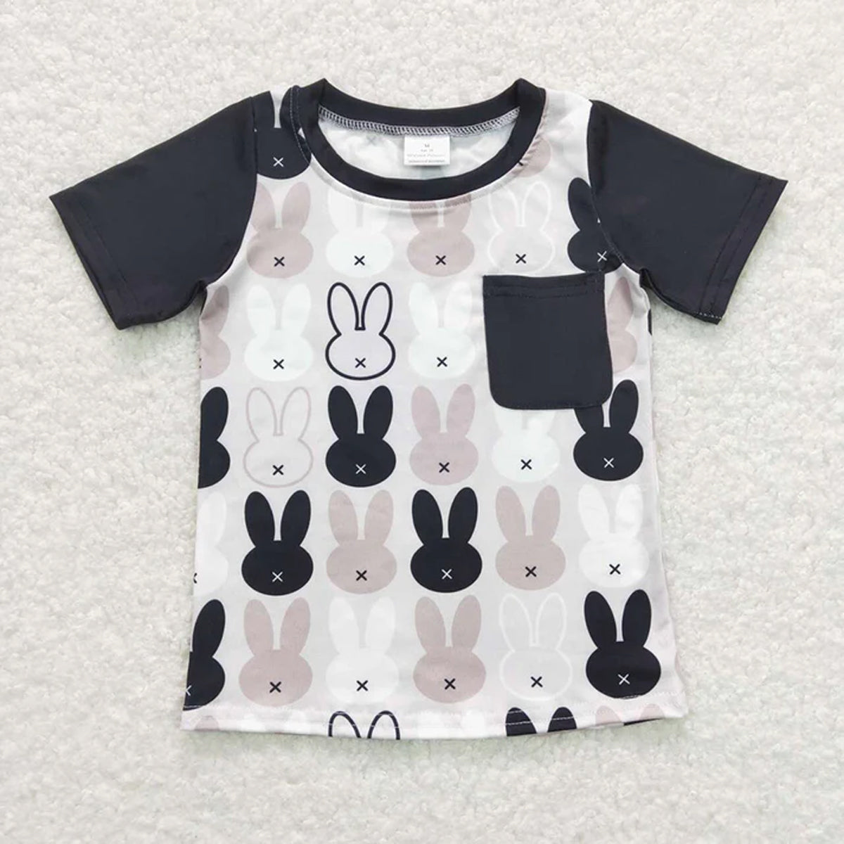 RTS Sibling Baby Boys Autumn Outfits Easter Black Rabbits Short Sleeve Tops Pants Pajamas Clothes Sets
