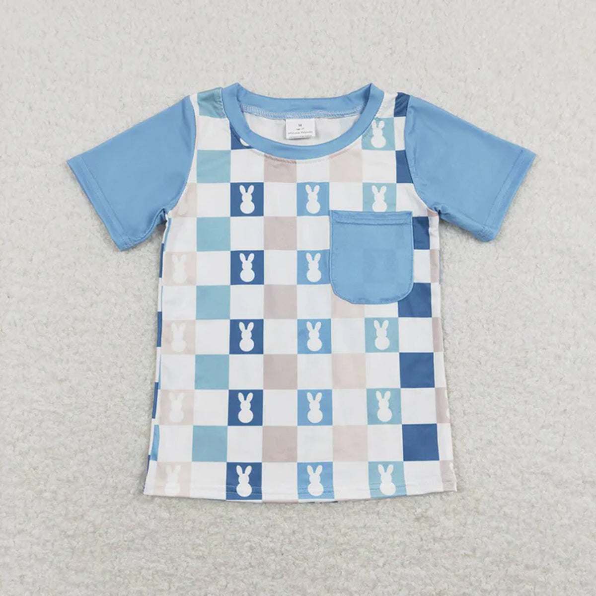 RTS Sibling Baby Boys Blue Checkered Rabbits Short Sleeve Tops Pants Pajamas Clothes Sets rompers