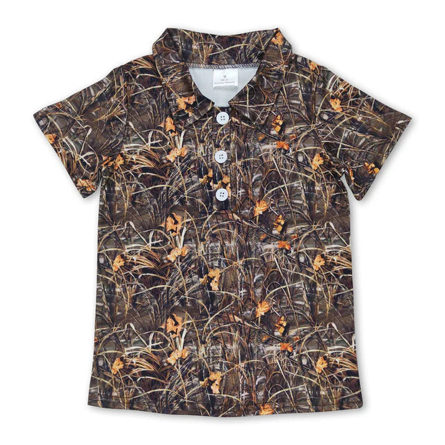 5.14 RTS NO MOQ （In stock）BT0639+SS0134 Short sleeves camo kids boys summer polo shirt outfits