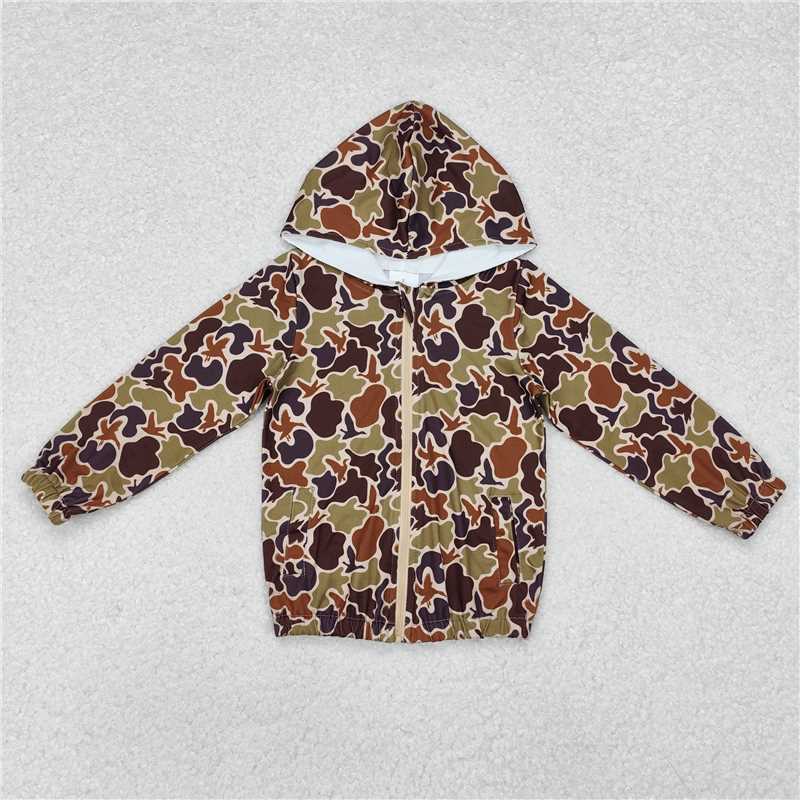 11.26 RTS NO MOQ （In stock）BT0762 Baby Boys Camo Hunting Hooded Long Sleeve Zip Jackets Tops