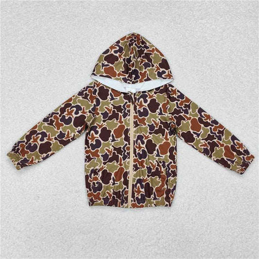 11.26 RTS NO MOQ （In stock）BT0762 Baby Boys Camo Hunting Hooded Long Sleeve Zip Jackets Tops