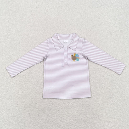 9.25 RTS Sibling Baby Boys Embroidery Turkey Thanksgiving Zipper Pullovers Tops