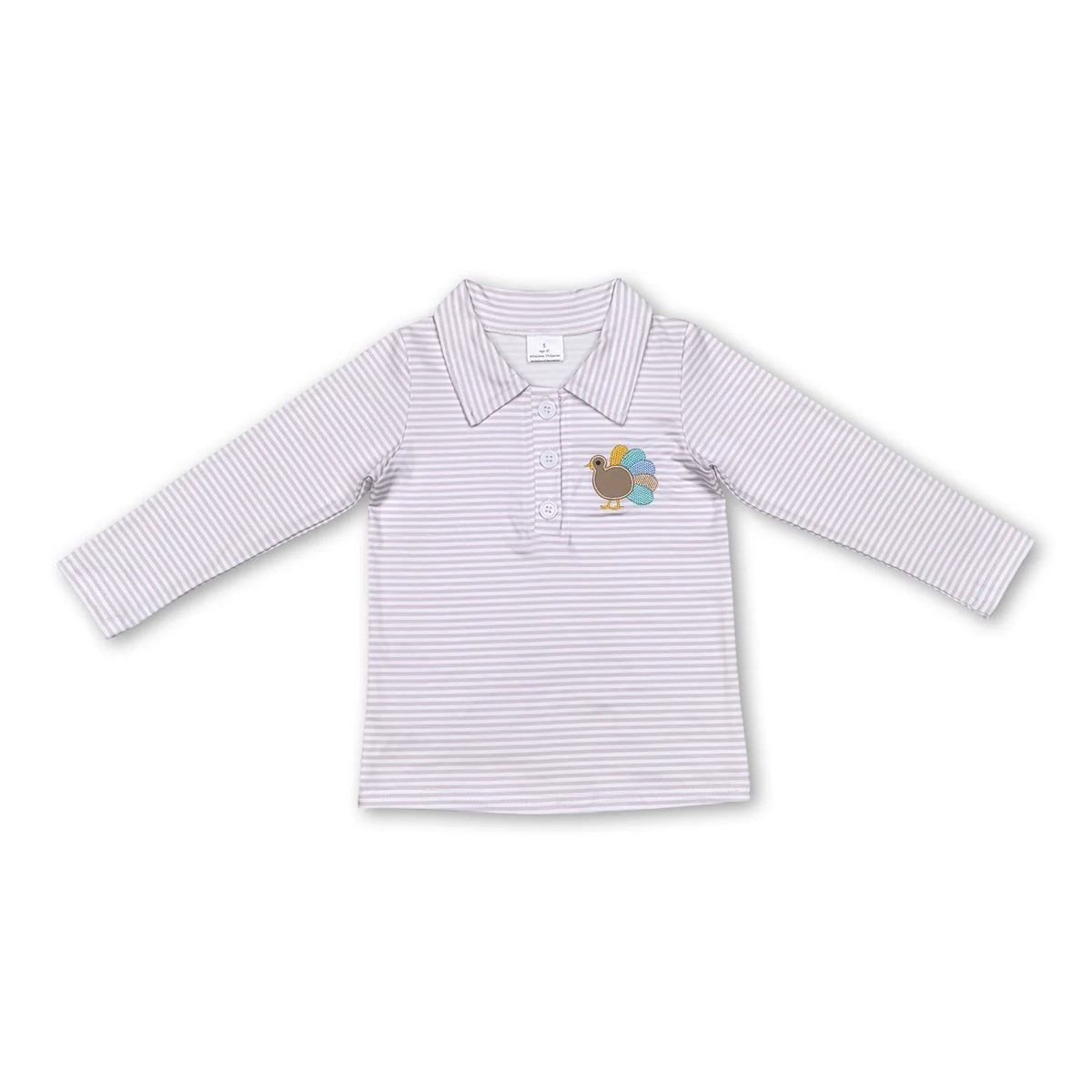 RTS NO MOQ Sibling milk silk Baby Girls Boys Striped Turkey Embroidery Long Sleeve Sibling Matching Thanksgiving Outfit Set