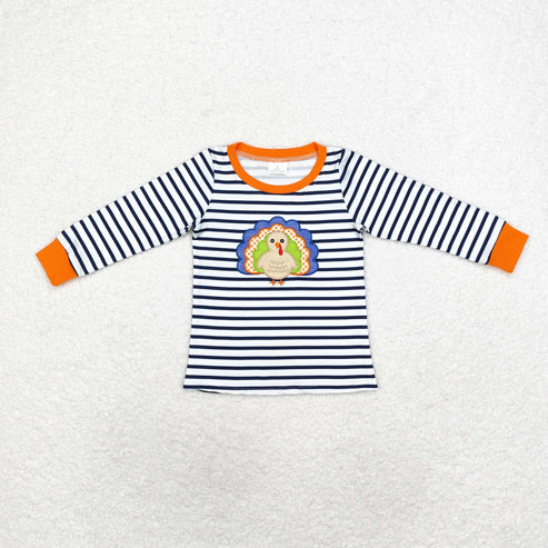 9.25 RTS Sibling Baby Boys Girls Embroidery Turkey Thanksgiving Tee Shirts Top