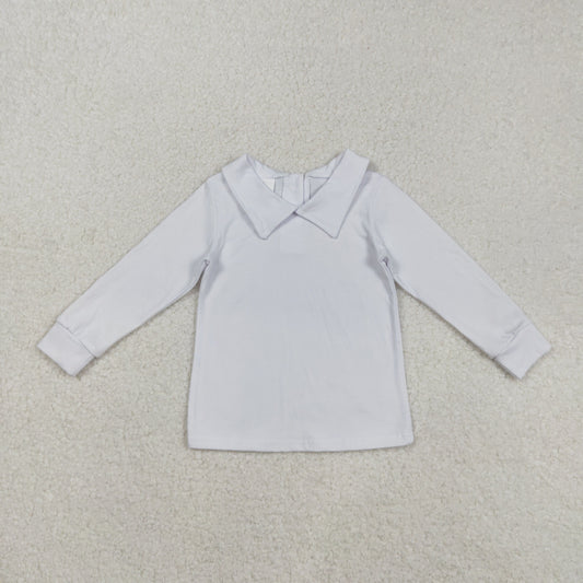 RTS NO MOQ （In stock）BT0820  Baby Boys Long Sleeve Tops Long Sleeve White Back Button Tee Shirts Tops Cute Casual Cotton Outfit for Infants