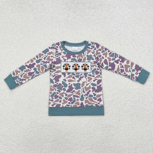 9.25 RTS Sibling Baby Boys Girls Embroidery Turkey Thanksgiving Tee Shirts Top