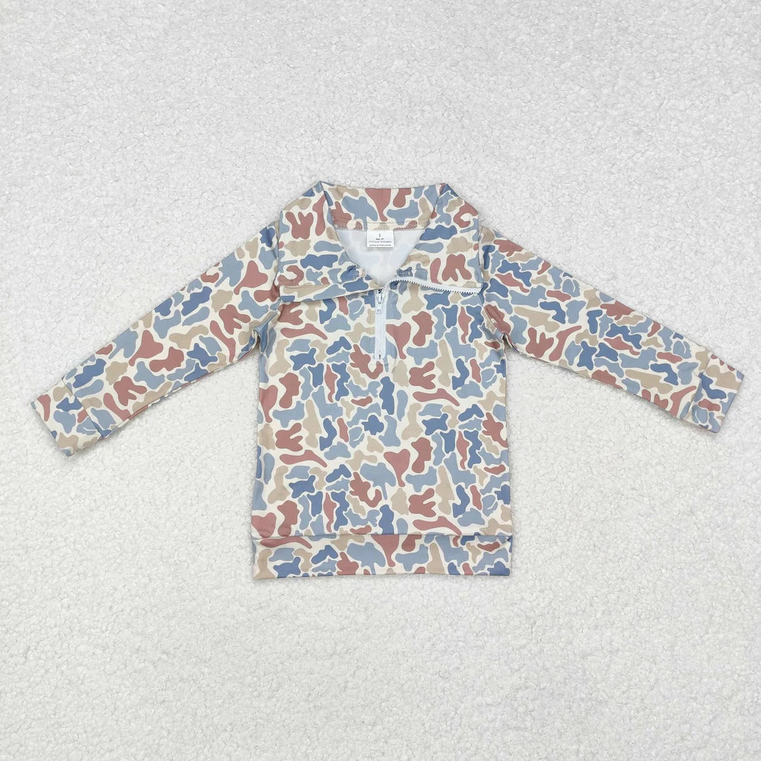 10.1 RTS Sibling Baby Boys Long Sleeves Western Camo Pocket Half Zipper Pullovers Top