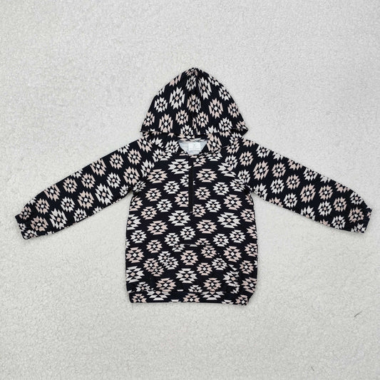 BT0875 Black aztec long sleeves western toddler kids hoodie